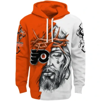Philadelphia Flyers Hoodie Customized Jesus Tear Orange Best Selling