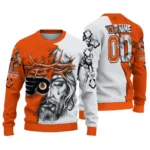 Philadelphia Flyers Sweater Customized Jesus Tear Orange White Best Selling
