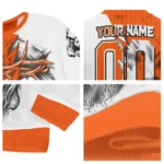 Philadelphia Flyers Sweater Customized Jesus Tear Orange White Best Selling
