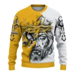 Pittsburgh Penguins Sweater Personalized Jesus Tear Yellow White Best Selling