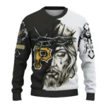 Pittsburgh Pirates Sweater Customized Jesus Tear Black White Best Selling