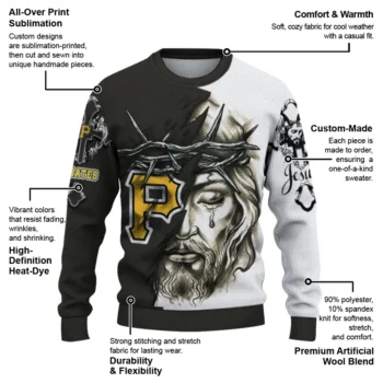 Pittsburgh Pirates Sweater Customized Jesus Tear Black White New Arrival
