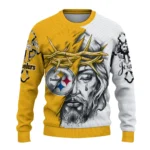 Pittsburgh Steelers Sweater Customized Jesus Tear Gold White Best Selling