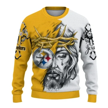 Pittsburgh Steelers Sweater Customized Jesus Tear Gold White Best Selling