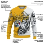 Pittsburgh Steelers Sweater Customized Jesus Tear Gold White Best Selling