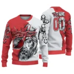 Portland Trail Blazers Sweater Personalized Jesus Tear Red White Best Selling