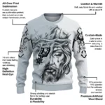 San Antonio Spurs Sweater Customized Jesus Tear Silver White Best Selling