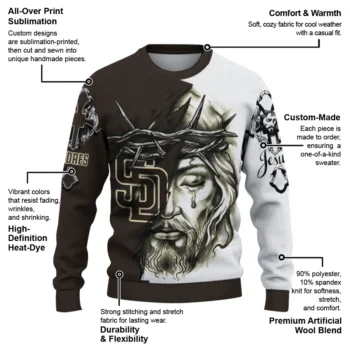 San Diego Padres Sweater Personalized Jesus Tear Brown White New Arrival