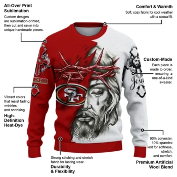 San Francisco 49ers Sweater Personalized Jesus Tear Red White New Arrival