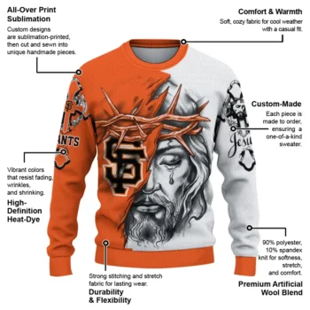 San Francisco Giants Sweater Custom Jesus Tear Orange White New Arrival