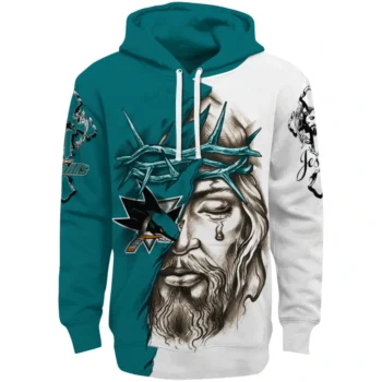 San Jose Sharks Hoodie Custom Jesus Tear Teal Best Selling