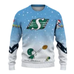 Saskatchewan Roughriders Sweater Customized Winter Football Snoopy Blue White Best Selling