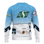 Saskatchewan Roughriders Sweater Customized Winter Football Snoopy Blue White Best Selling