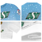 Saskatchewan Roughriders Sweater Customized Winter Football Snoopy Blue White Best Selling