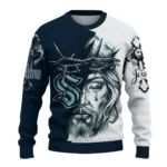 Seattle Kraken Sweater Customized Jesus Tear Blue White Best Selling