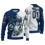 Seattle Mariners Sweater Customized Jesus Tear Navy Blue White Best Selling