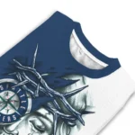 Seattle Mariners Sweater Customized Jesus Tear Navy Blue White Best Selling
