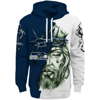 Seattle Seahawks Hoodie Custom Jesus Tear Blue Best Selling