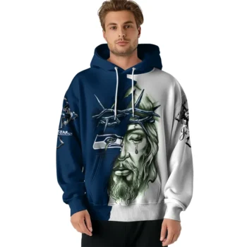 Seattle Seahawks Hoodie Custom Jesus Tear Blue Latest Model