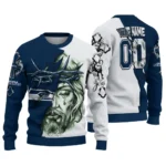 Seattle Seahawks Sweater Custom Jesus Tear Blue White Best Selling