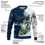Seattle Seahawks Sweater Custom Jesus Tear Blue White Best Selling