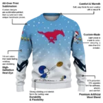 Smu Mustangs Sweater Personalized Winter Football Snoopy Blue White Best Selling