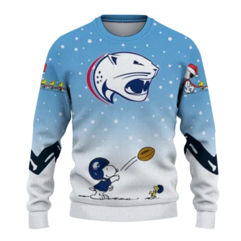 South Alabama Jaguars Sweater Customized Winter Football Snoopy Blue White Best Selling