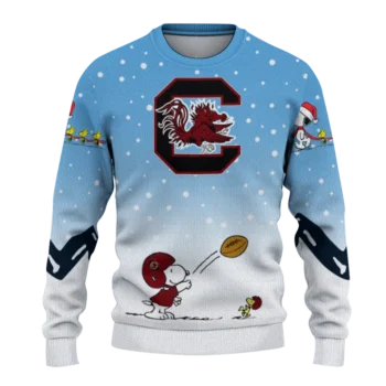 South Carolina Gamecocks Sweater Personalized Winter Football Snoopy Blue White Best Selling