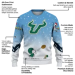 South Florida Bulls Sweater Personalized Winter Football Snoopy Blue White Best Selling