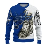 St Louis Blues Sweater Personalized Jesus Tear Blue White Best Selling