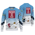 Temple Owls Sweater Custom Winter Football Snoopy Blue White Best Selling