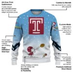 Temple Owls Sweater Custom Winter Football Snoopy Blue White Best Selling
