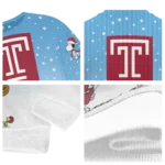 Temple Owls Sweater Custom Winter Football Snoopy Blue White Best Selling