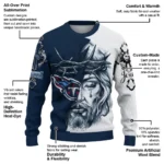 Tennessee Titans Sweater Personalized Jesus Tear Navy White Best Selling