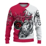 Toronto Raptors Sweater Customized Jesus Tear Red White Best Selling