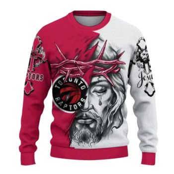 Toronto Raptors Sweater Customized Jesus Tear Red White Best Selling
