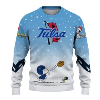 Tulsa Golden Hurricane Sweater Personalized Winter Football Snoopy Blue White Best Selling