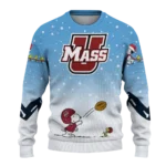 Umass Minutemen Sweater Custom Winter Football Snoopy Blue White Best Selling