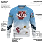 Umass Minutemen Sweater Custom Winter Football Snoopy Blue White Best Selling