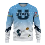 Utah State Aggies Sweater Customized Winter Football Snoopy Blue White Best Selling