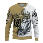 Vegas Golden Knights Sweater Custom Jesus Tear Tan White Best Selling