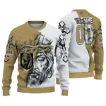 Vegas Golden Knights Sweater Custom Jesus Tear Tan White Best Selling