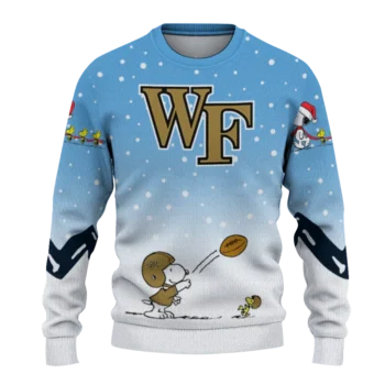 Wake Forest Demon Deacons Sweater Customized Winter Football Snoopy Blue White Best Selling