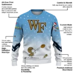 Wake Forest Demon Deacons Sweater Customized Winter Football Snoopy Blue White Best Selling