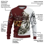 Washington Commanders Sweater Custom Jesus Tear Burgundy White Best Selling