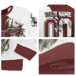 Washington Commanders Sweater Custom Jesus Tear Burgundy White Best Selling