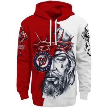 Washington Nationals Hoodie Custom Jesus Tear Red Best Selling