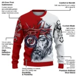 Washington Nationals Sweater Custom Jesus Tear Red White Best Selling