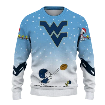 West Virginia Mountaineers Sweater Custom Winter Football Snoopy Blue White Best Selling