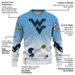 West Virginia Mountaineers Sweater Custom Winter Football Snoopy Blue White Best Selling